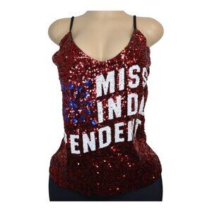 DG-38 Third Wish Clothing Size Large “Miss Independent” Red Sequin Tank Top